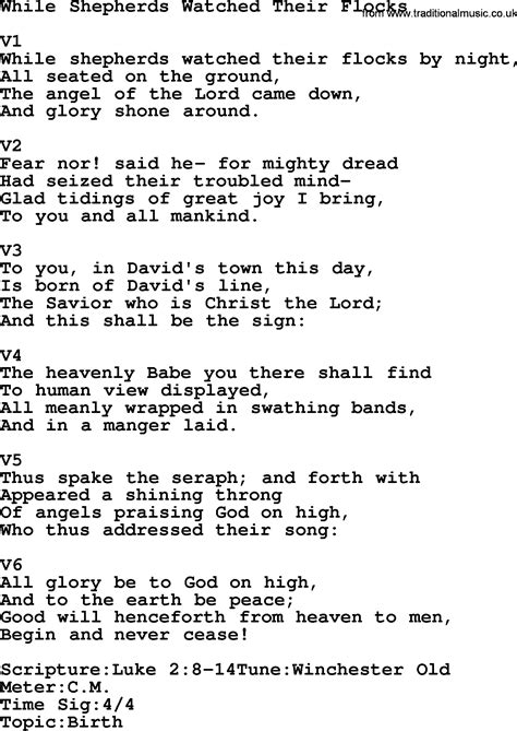 ched hymn lyrics|While shepherds watched their flocks .